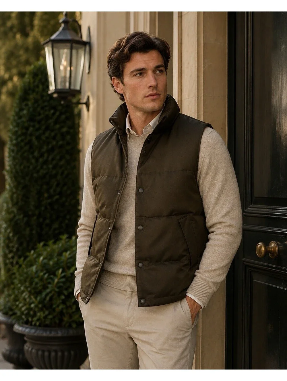 Banana Republic Men’s Small Primaloft Puffer Vest Brown Brown Quilted Outdoor